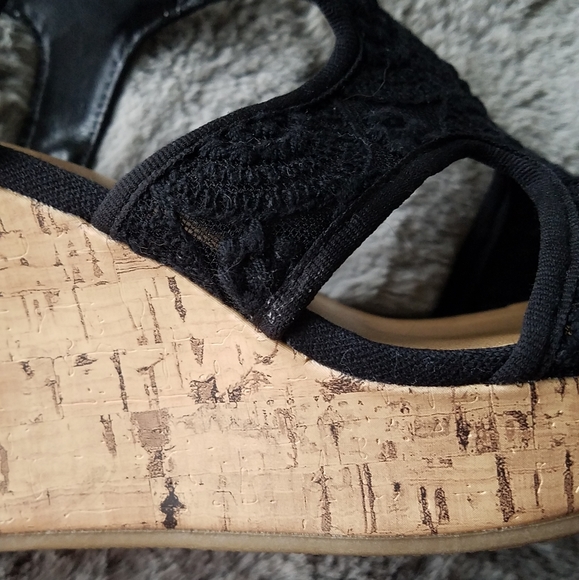 Seychelles Anthropologie Black Lace Wedges - Picture 3 of 7